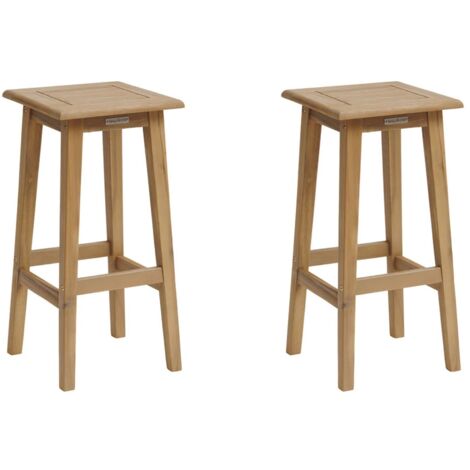 Hesperide – Lot de 2 tabourets hauts en acacia – Dimensions 32x32x71cm – Certification FSC – Repose-pieds pour stabilité – Ambiance exotique jardin