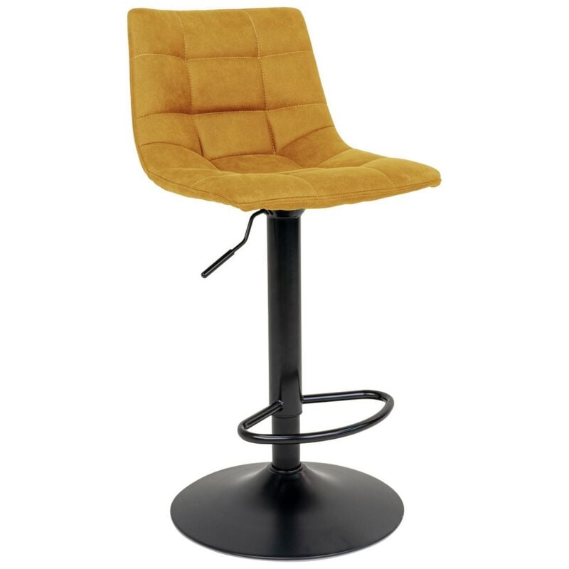 Epikasa - Lot de 2 Tabourets Hauts Middelfart, Velours, Métal, Jaune, 43x43x108 cm