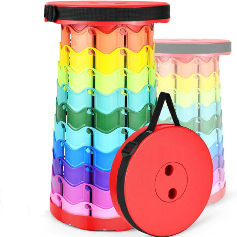 Lot de 2 tabourets pliants portables, hauteur réglable de 6,5 à 45 cm, adaptés au barbecue et aux voyages, rouge