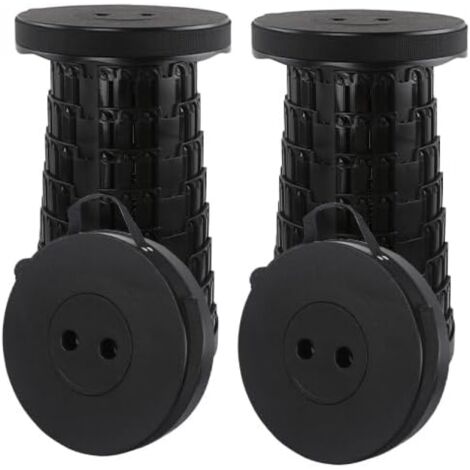 Lot de 2 tabourets pliants portables pour randonnée, pêche, randonnée, poids maximal : 210 kg (noir)