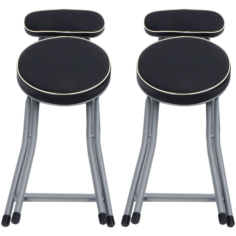 Lot de 2 tabourets pliants rembourrés en pu - Chaise pliante multifonction avec coussin - Idéal pour la maison ou le bureau