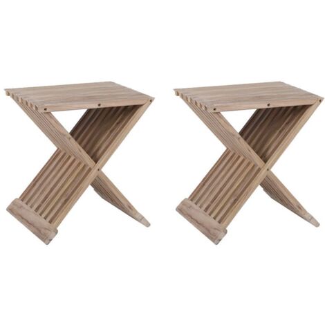 Lot de 2 tabourets pliants teck massif GARDEN - 40x32x43 cm - Kayu Meuble