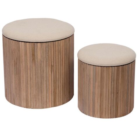 Lot de 2 tabourets ronds naturels Camel - Amadeus