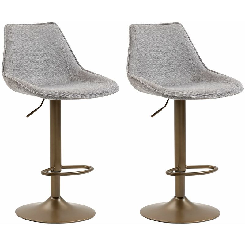 Lot de 2 tabourets de bar stark chaise haute réglable en hauteur, piètement en métal et revêtement en tissus gris clair - gris clair