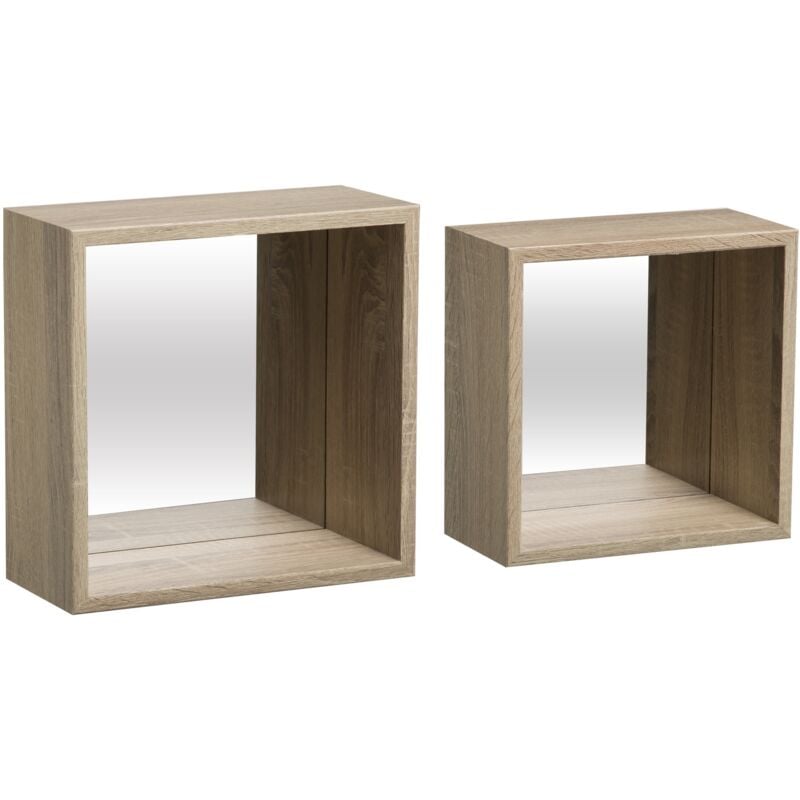 5five Simply Smart - 2 étagères murales fixy effet chêne cube miroir - 5five