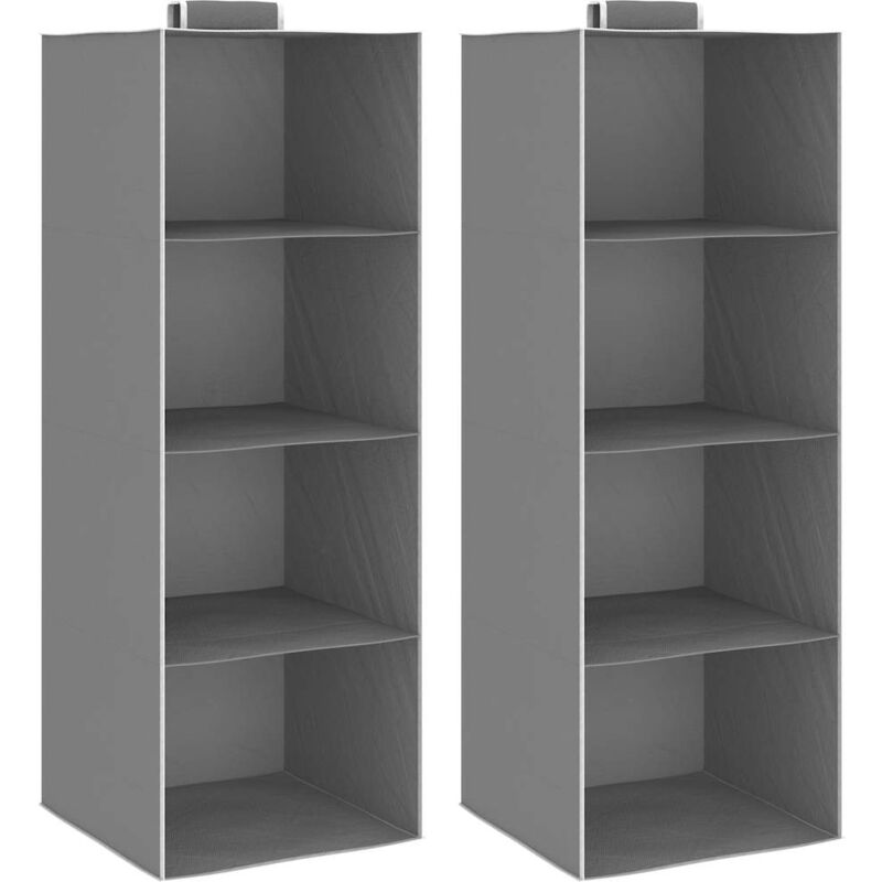 Lot de 2 Étagères de rangement suspendues Meuble Étagère Meuble de rangement 4 niveaux Tissu 47790