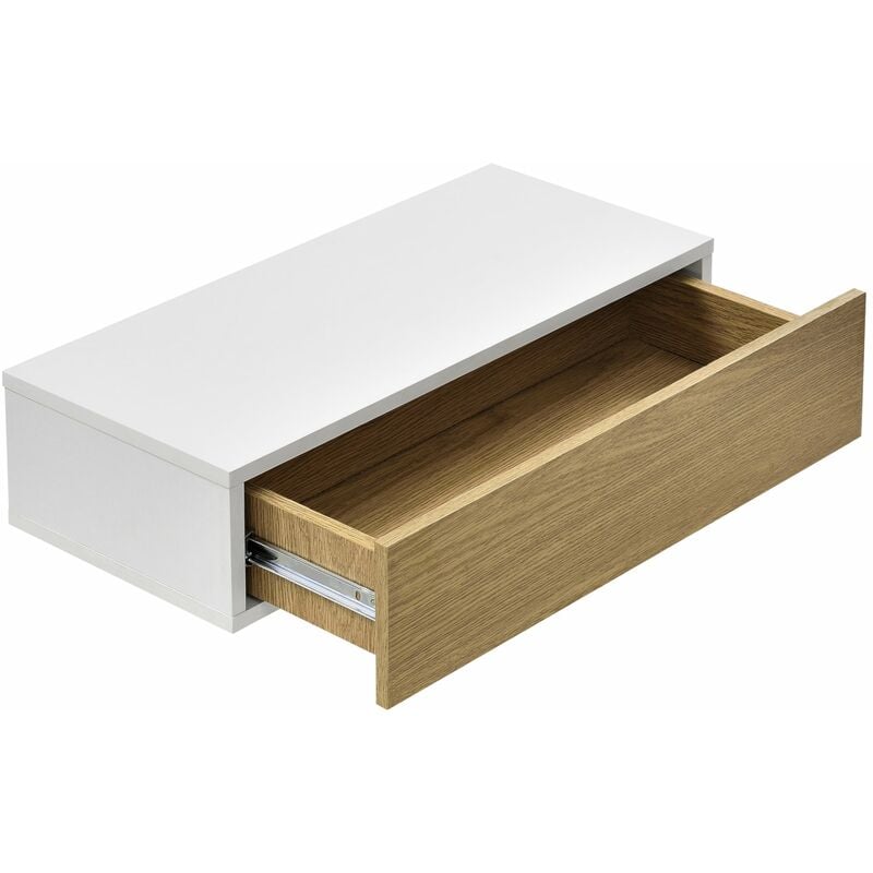 Helloshop26 - Lot de 2 étagères murales avec comptoir meuble de rangement 50 cm blanc bois