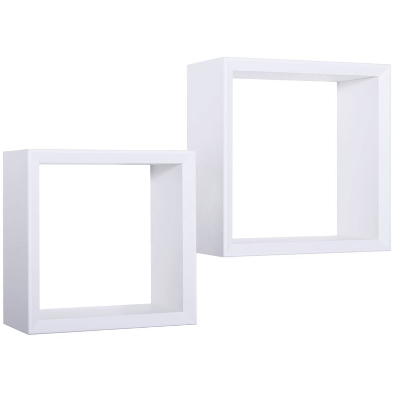 Ahd Amazing Home Design - Lot de 2 étagères murales cube étagère suspendue design Ginevra - Blanc