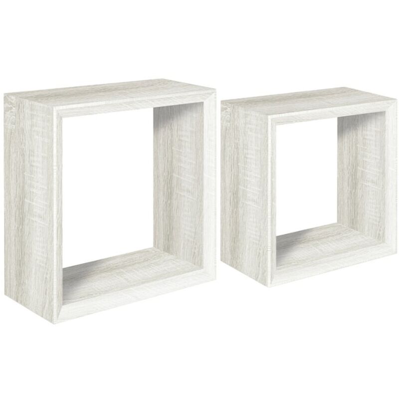 Ahd Amazing Home Design - Lot de 2 étagères murales cube étagère suspendue design Ginevra - Shabby Blanc