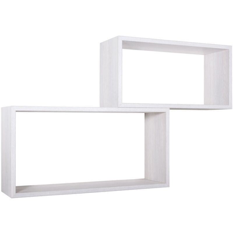 Ahd Amazing Home Design - Lot de 2 étagères murales rectangulaires cube moderne Bislungo - Gris clair