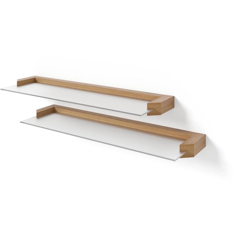 Bim Furniture - Lot de 2 étagères suspendues auris 60 cm chêne wotan / verre satiné