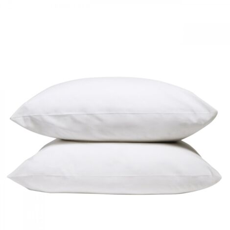 Lot de 2 Taies d'oreiller 100% Percale de coton - Blanc - 50x75cm