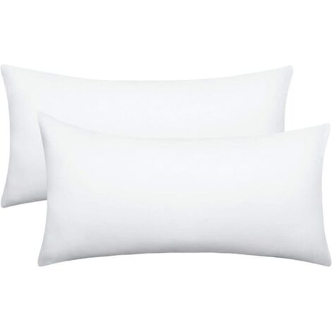 Lot de 2 taies d'oreiller 40 x 80 cm – 500 fils 100 % coton ultra doux – Blanc taies d'oreiller avec fermeture éclair Pillowcase