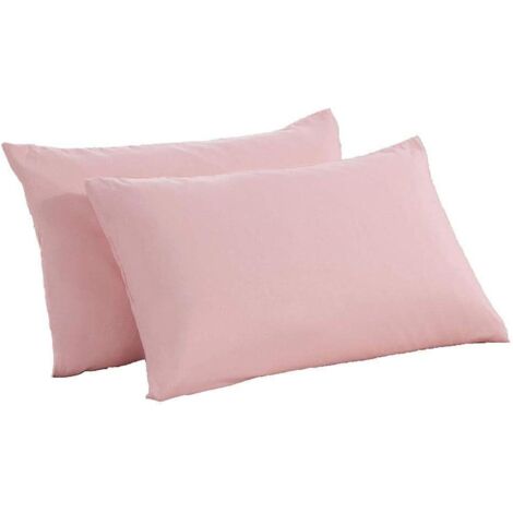 Lot de 2 taies d'oreiller 50x70cm 100% coton anti-acariens pour la maison et l'hôtel (Poudre de lotus - 50x70cm)
