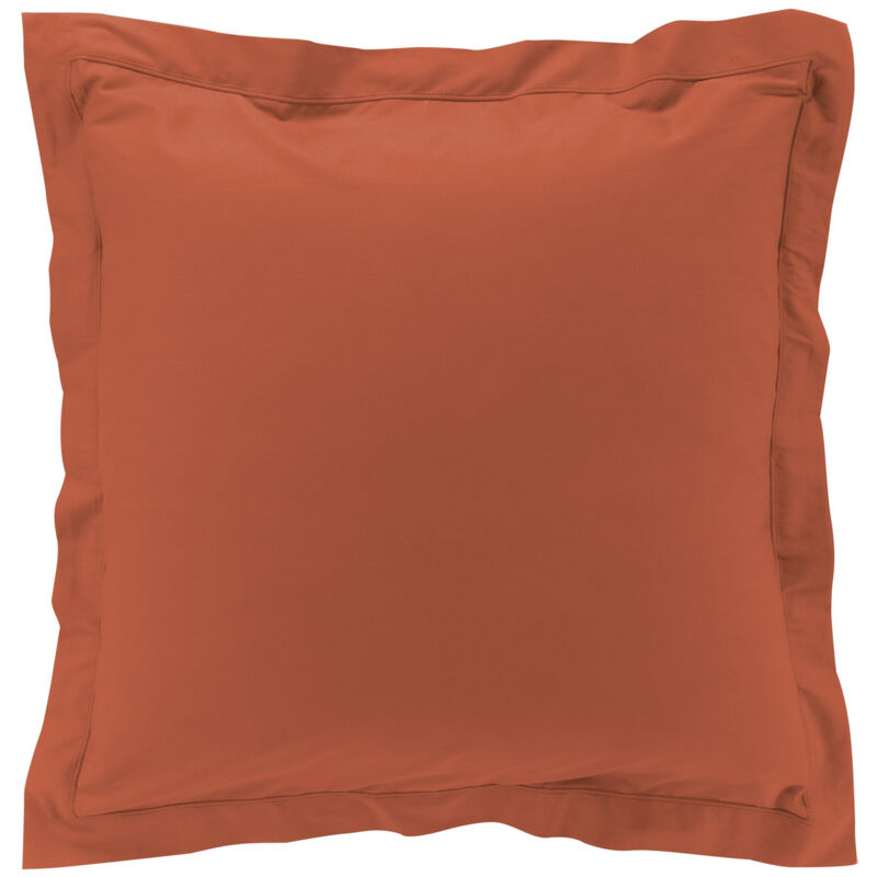 Lot de 2 taies d'oreiller 63x63 cm percale uni 78 fils Teracotta
