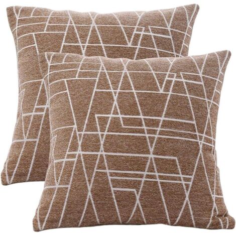 Lot de 2 Taies d'Oreiller Chenille 45X45 cm Toile de Jute Lin Décoration d'intérieur Fermeture Éclair Invisible