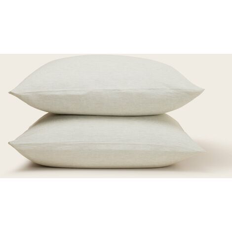 Lot de 2 taies d'oreiller en Fines rayures tissées en lin coton, 65x65 cm  FINEA