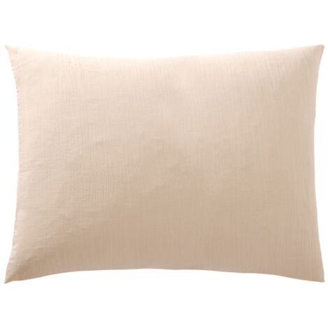 Lot de 2 Taies d'oreiller en Gaze de Coton - Douces, Respirantes, Certifiées Oeko-Tex - 50x70 cm - beige