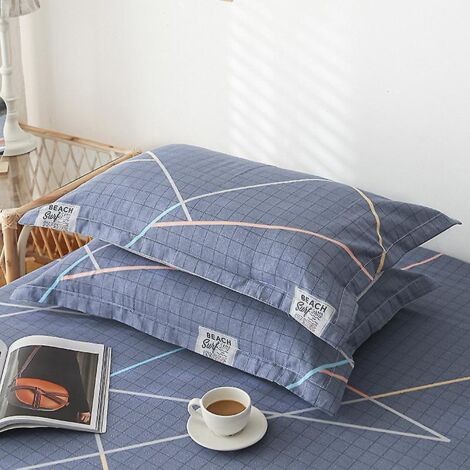 Lot de 2 taies d'oreiller en sergé de coton, 48 x 74 cm, pour adulte, pour chambre individuelle ou dortoir.