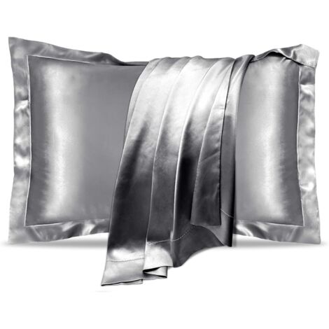 Lot de 2 taies d'oreiller en soie de mûrier naturelle pour la santé des cheveux et de la peau, taille standard 50 x 75 cm, taies d'oreiller en soie de qualité supérieure, douces et rafraîchissantes po