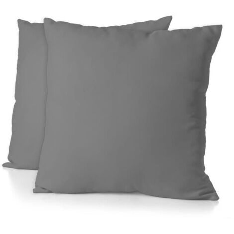 Lot de 2 taies d'oreiller - HOME LINGE PASSION - 63 x 63 cm - Gris anthracite