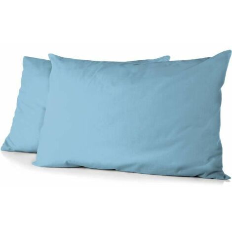 Lot de 2 taies d'oreiller - HOME LINGE PASSION - HP72089 - Microfibre 82 g - 50 x 70 cm - Bleu ciel