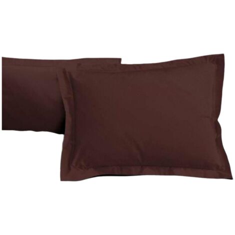 Lot de 2 taies d'oreiller - LOVELY HOME - LH71587 - 60 x 80 cm - Marron