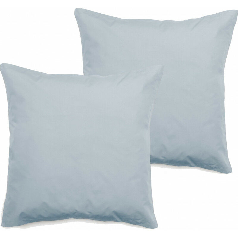 Vent Du Sud - Lot de 2 taies d'oreiller percale pur coton peigné longues fibres 80 fils/cm² Glacier - Lot de 2 taies d'oreiller 65 x 65 cm