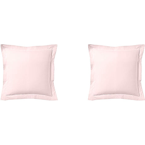 Lot de 2 taies d'oreiller rose aube 100% lin 65x65 cm