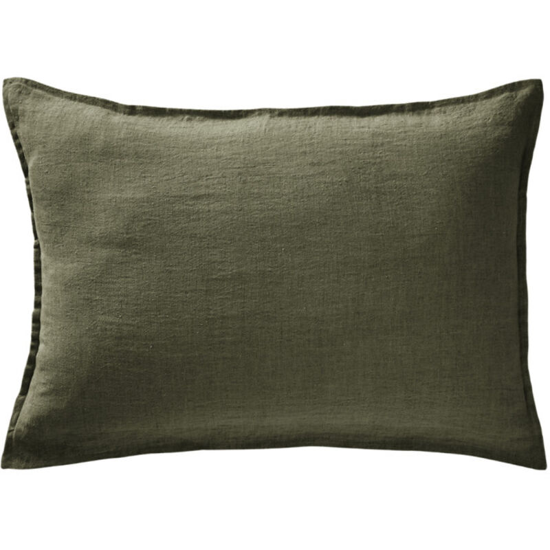 Lot de 2 taies d'oreillers 50 x 70 cm en lin lavé vert - LUISA