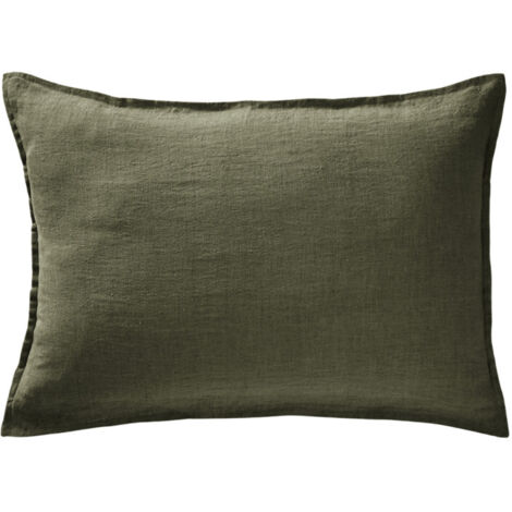 Lot de 2 taies d'oreillers 50 x 70 cm en lin lavé vert - LUISA