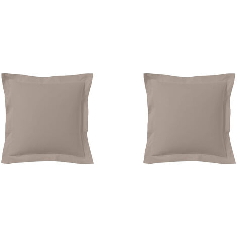 Lot de 2 taies d'oreillers percale lin 65x65 cm