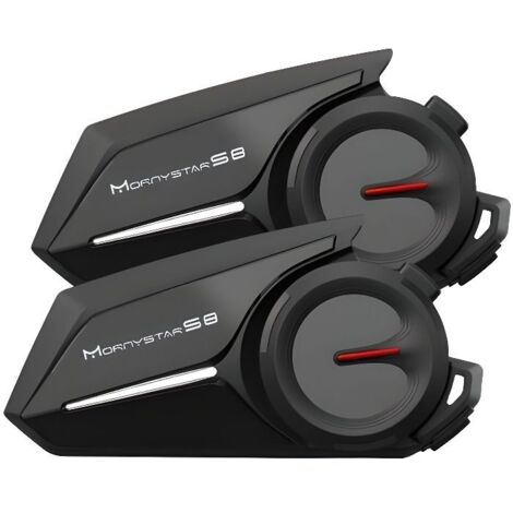 Lot de 2 talkies-walkies Bluetooth S8 pour moto - Intercom moto 6 personnes, portée 1200 mètres-AquaForge