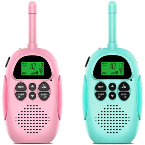 Lot de 2 talkies-walkies rechargeables (rose, bleu), portée de 3 km-AquaForge