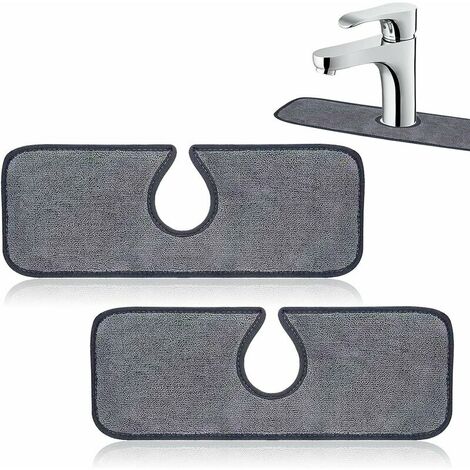 Lot de 2 tapis absorbants pour robinet, 45,7 cm - Pour robinet de cuisine, évier - Protection contre les éclaboussures - Pour comptoir de salle de bain (gris),ladacèe