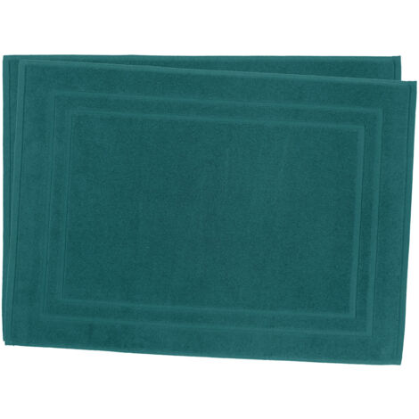 Lot de 2 Tapis de Bain 50 x 70 cm - 100% Coton - 700 gr/m2 - Bleu canard