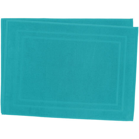 Lot de 2 Tapis de Bain 50 x 70 cm - 100% Coton - 700 gr/m2 - Bleu turquoise
