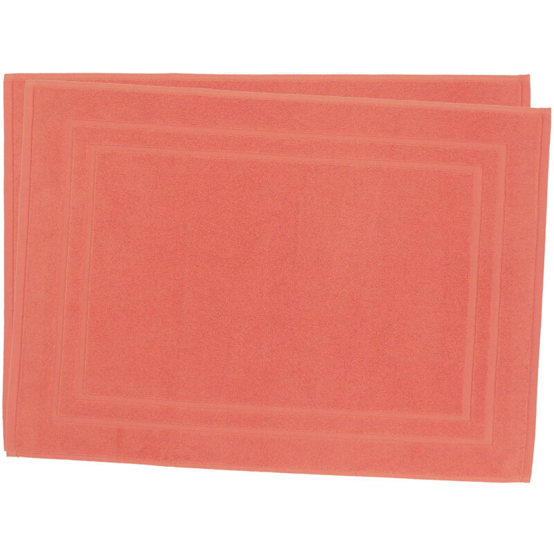 Lot de 2 Tapis de Bain 50 x 70 cm - 100% Coton - 700 gr/m2 - Corail