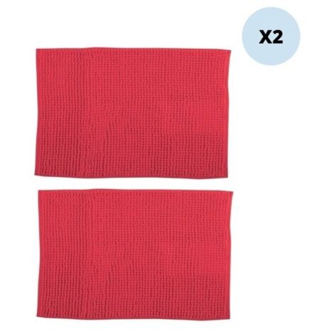 Lot de 2 tapis de bain CHENILLE 40x60cm Rouge MSV
