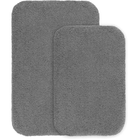 Lot de 2 Tapis de Bain Microfibre Antidérapant Absorbant 40x60cm et 50x80cm pour Salle de Bain