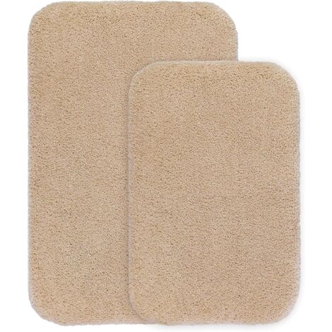 Lot de 2 Tapis de Bain Microfibre Antidérapant Absorbant Doux pour Salle de Bain et Douche