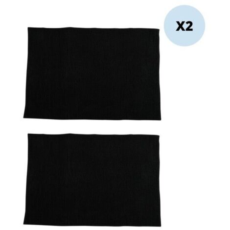 Lot de 2 Tapis de bain Microfibre CHENILLE 50x80cm Noir MSV