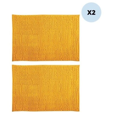 Lot de 2 tapis de bain Microfibre CHENILLE 50x80cm Safran MSV