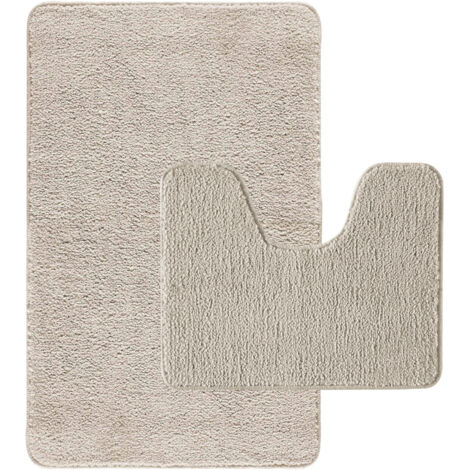 Lot de 2 tapis de bain polyester 50x80cm + contour ffffea