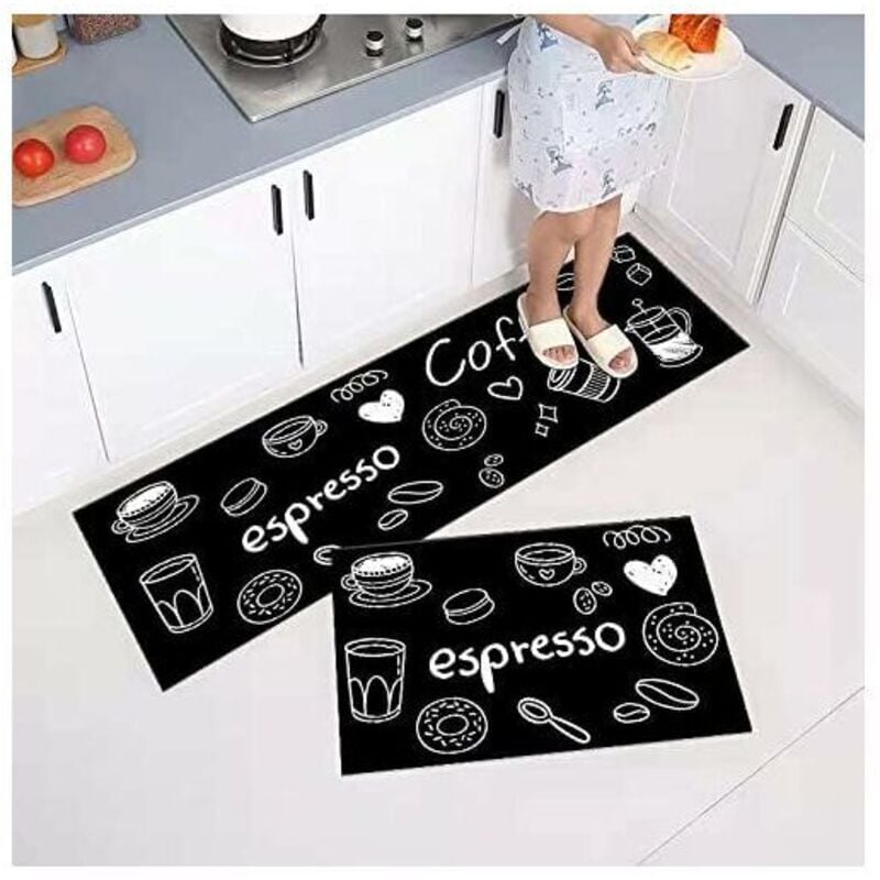 Lot de 2 Tapis de Cuisine antidérapants, Absorbe l'eau et l'huile, Résistant à la poussière (40 x 60 + 40 x 120 cm) Trimec