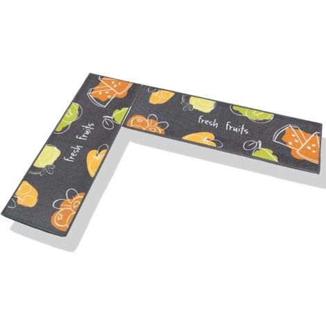 Lot de 2 tapis de cuisine antidérapants lavables en machine, tapis de bain, paillasson, tapis de sol de cuisine (motif fruits frais)
