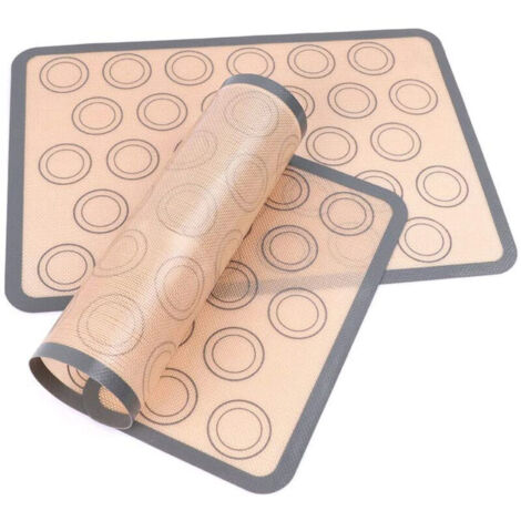 Lot de 2 tapis de cuisson en silicone avec plaque de cuisson antiadhésive, réutilisables, pour macarons et biscuits