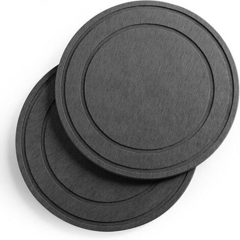 Lot de 2 tapis de pot de fleurs gris foncé 25 x 25 cm, en terre de diatomées, pour plantes d'intérieur, avec bac d'égouttage et de drainage