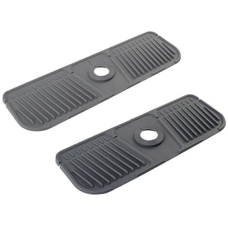 Lot de 2 tapis de robinet en silicone gris pour cuisine