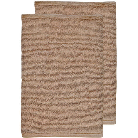 Lot de 2 tapis de salle de bain 40 x 60 cm en coton beige - PEPPO